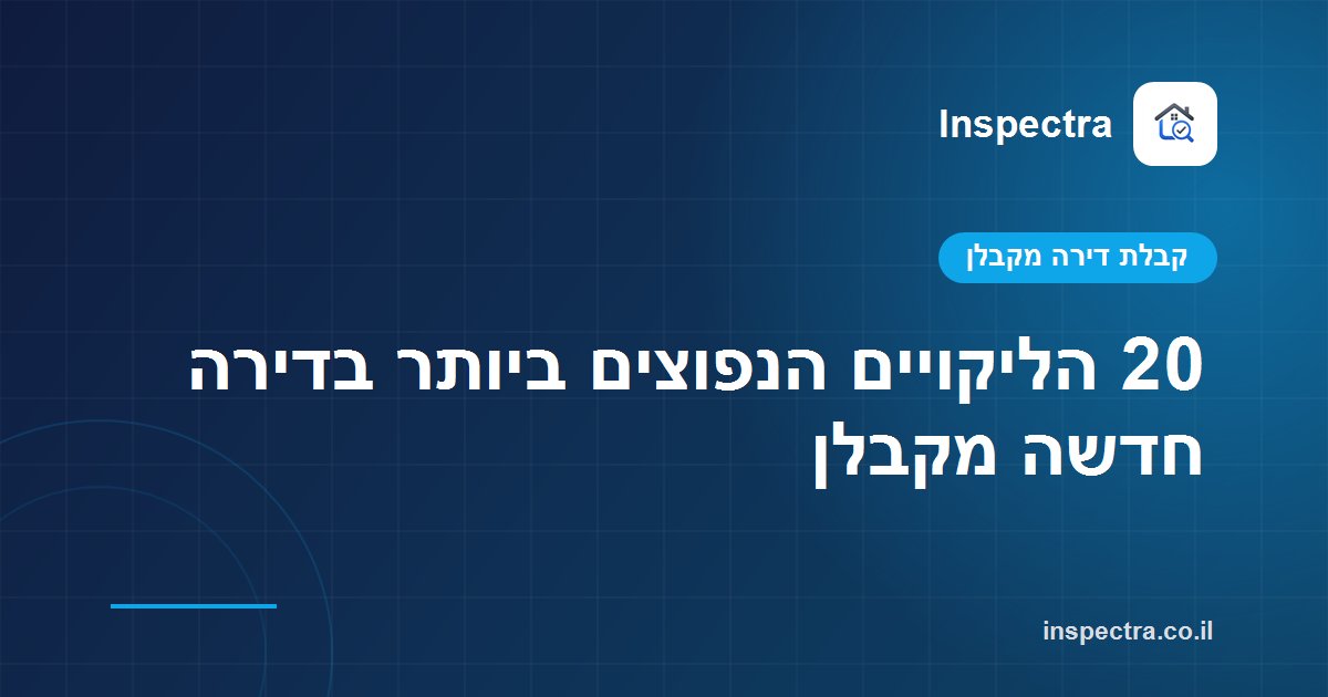 20 הליקויים הנפוצים ביותר בדירה חדשה מקבלן