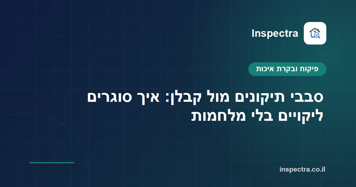 סבבי תיקונים מול קבלן: איך סוגרים ליקויים בלי מלחמות