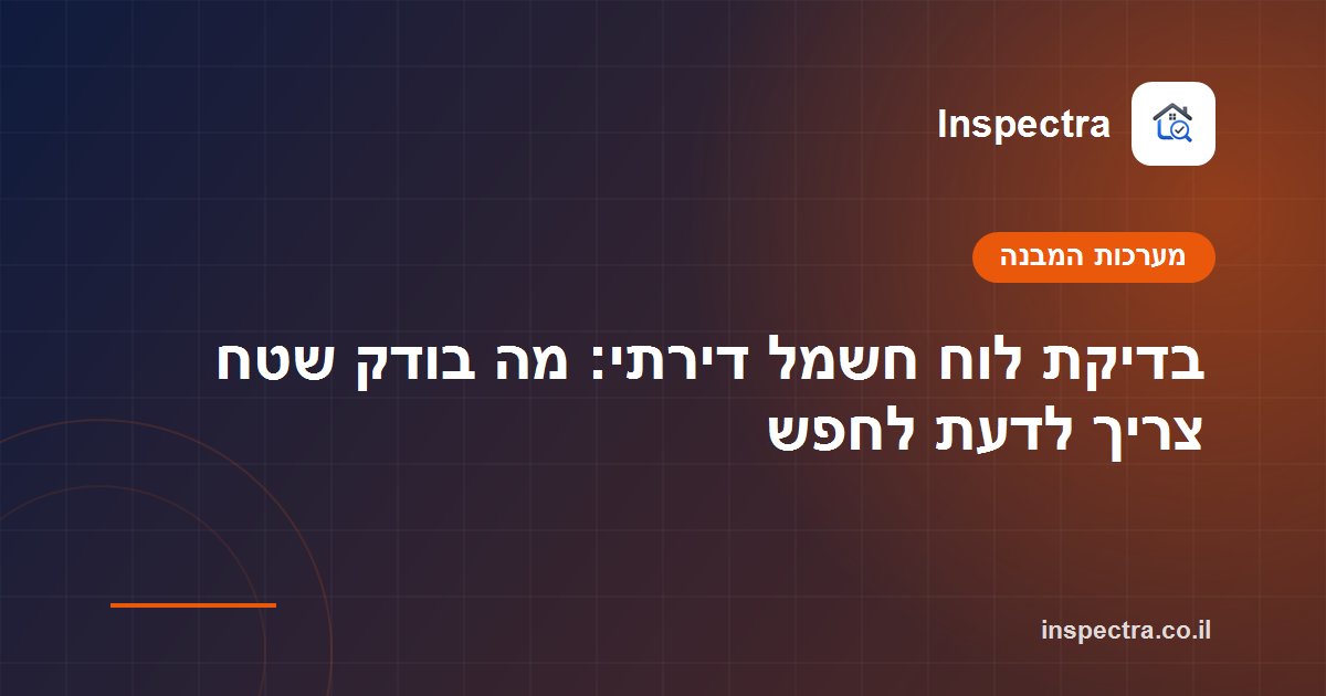 בדיקת לוח חשמל דירתי: מה בודק שטח צריך לדעת לחפש