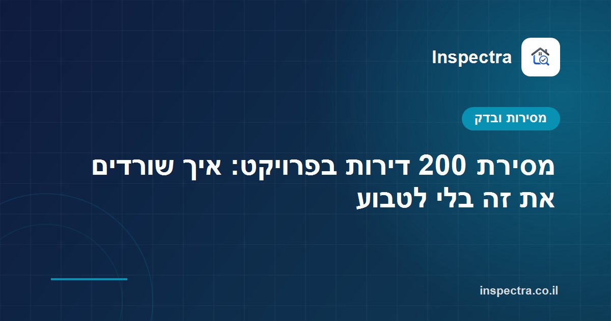 מסירת 200 דירות בפרויקט: איך שורדים את זה בלי לטבוע