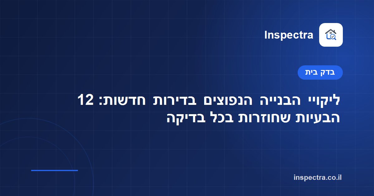 ליקויי הבנייה הנפוצים בדירות חדשות: 12 הבעיות שחוזרות בכל בדיקה