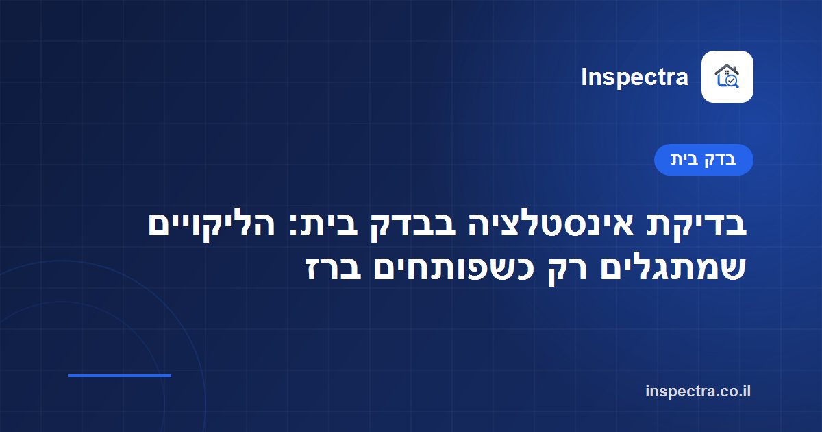 בדיקת אינסטלציה בבדק בית: הליקויים שמתגלים רק כשפותחים ברז
