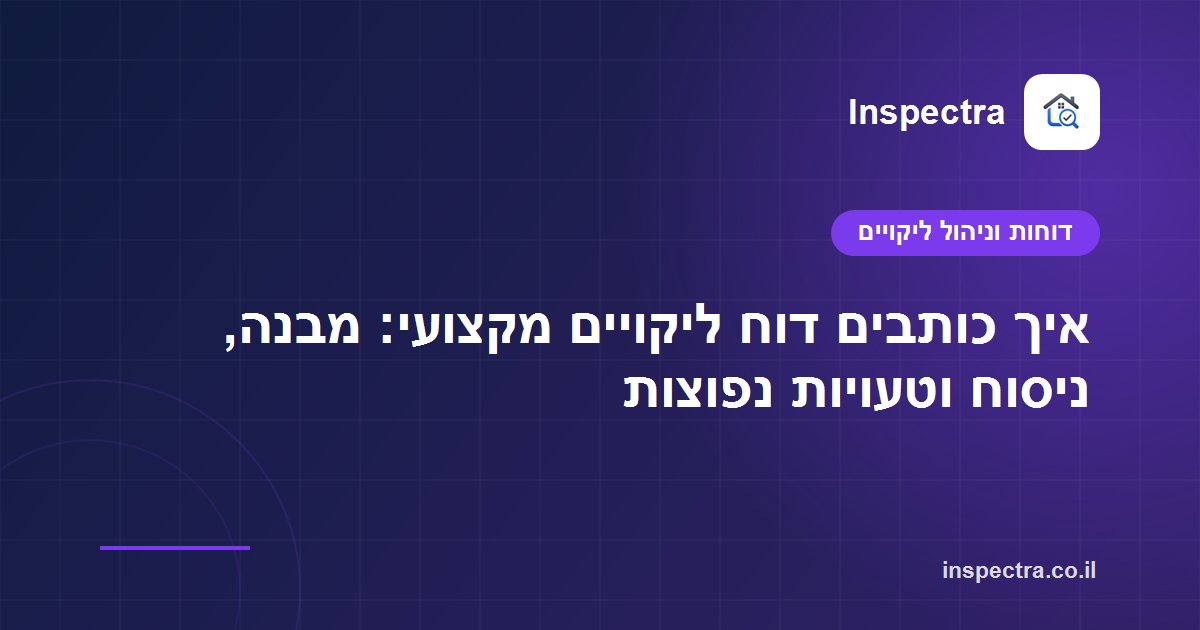 איך כותבים דוח ליקויים מקצועי: מבנה, ניסוח וטעויות נפוצות