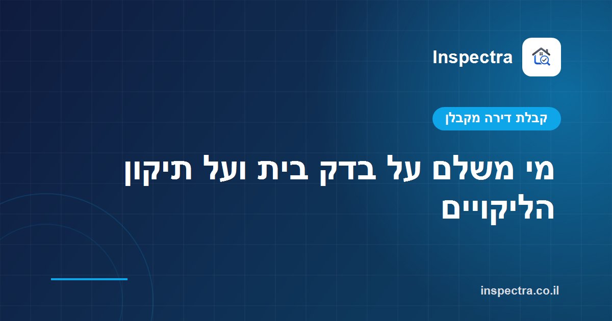 מי משלם על בדק בית ועל תיקון הליקויים